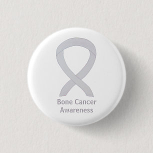 Bone Cancer White Awareness Ribbon Anpassningsbar Knapp