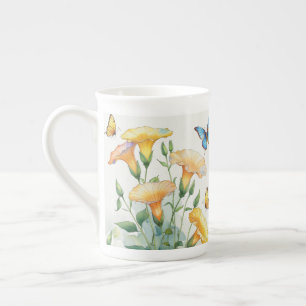 Bone China Coffee Mugg - Gult God morgon Glory Benporslin Mugg