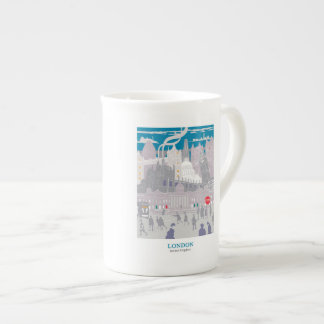 Bone China London Skyline Blue Grått Artwork Benporslin Mugg