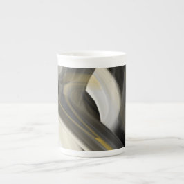Bone China Mugg Abstrakt Art Black White Guld Benporslin Mugg