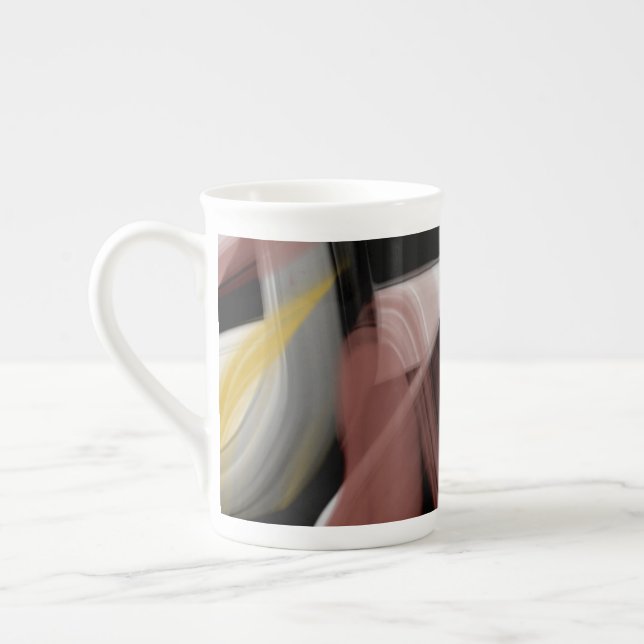Bone China Mugg Abstrakt Art Black White Powdery Benporslin Mugg (Vänster)