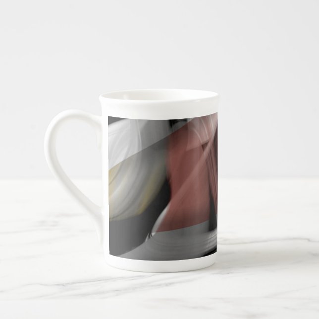 Bone China Mugg Abstrakt Art Black White Powdery Benporslin Mugg (Vänster)