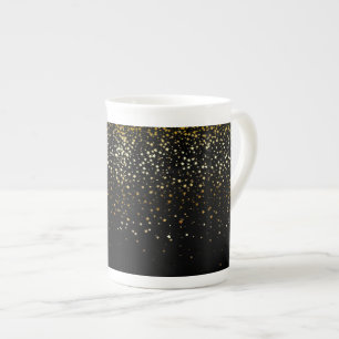 Bone China Mugg-Petite Golden Stars-Noir Benporslin Mugg