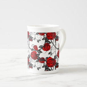 Bone China Mugg-Röd ros-vinet Benporslin Mugg