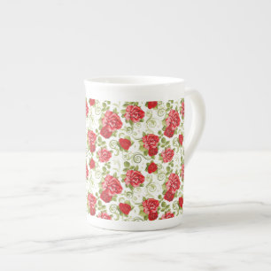 Bone China Mugg-Vintage Röd ros Benporslin Mugg