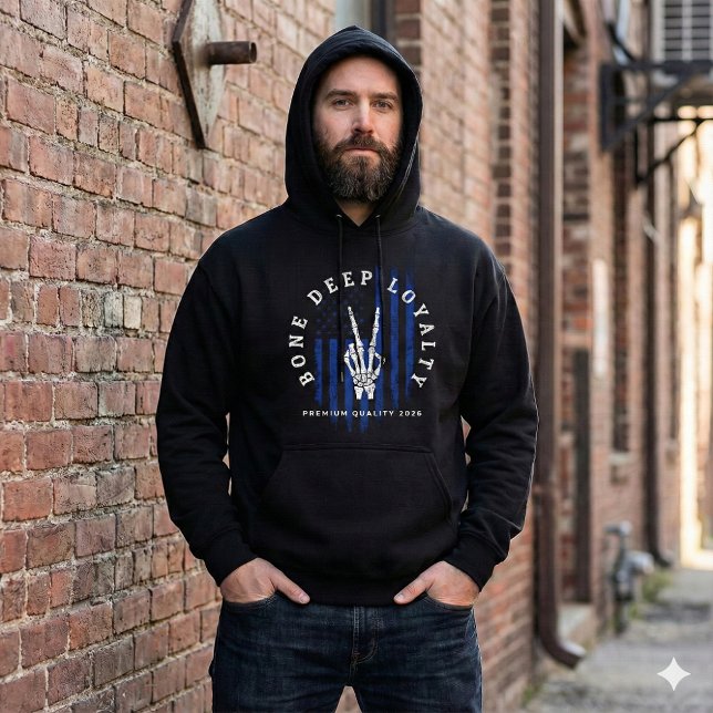 Bone Deep Loyalty Skeleton Hand USA Flag Hoodie (Skapare uppladdad)