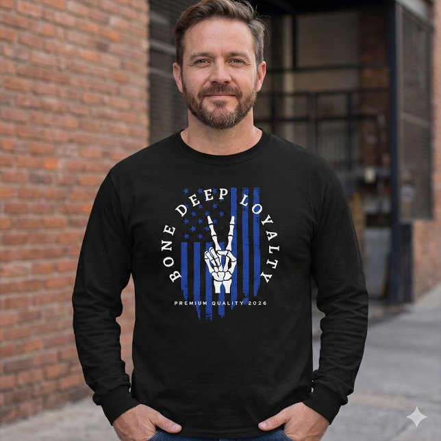 Bone Deep Loyalty Skeleton Hand USA Flag T-Shirt  (Skapare uppladdad)