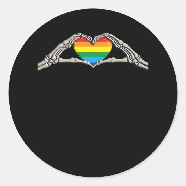 Bone Händer Heart Active Runt Klistermärke (Framsida)