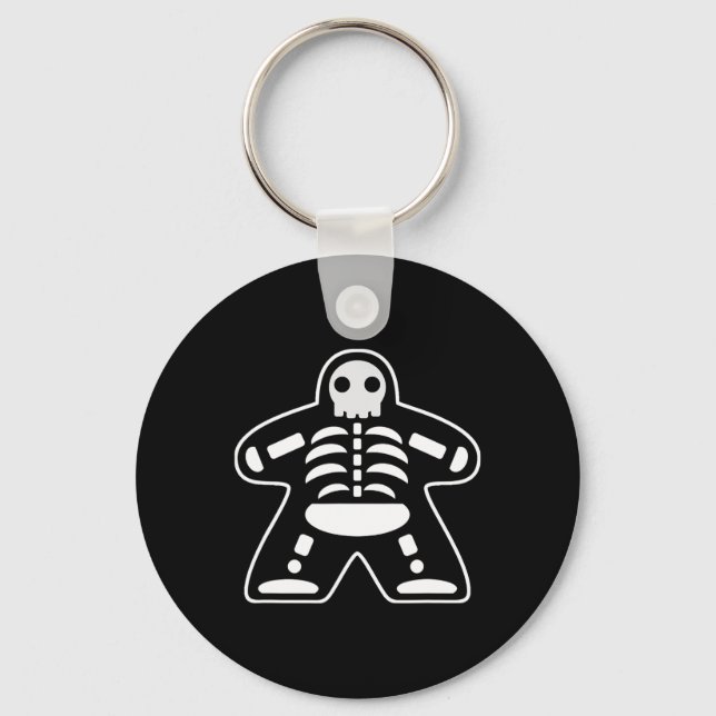 Bone Meeple Skeleton Halloween Board Gamer Gift Nyckelring (Framsida)