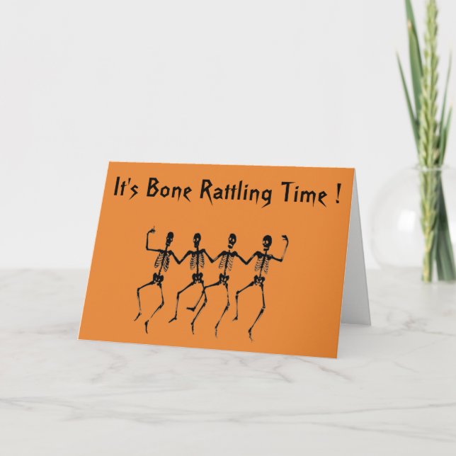 Bone Rattle Party Skeletons Happy halloween Kort (Framsida)