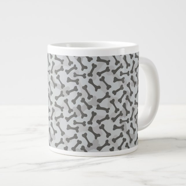 Bone Struktur Mönster Greyscale Jumbo Mugg (Framsida höger)