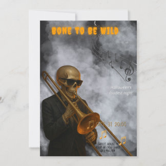 Bone to Be Wild - Skelettrombon | Halloween Inbjudningar