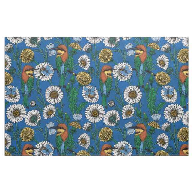 Böneatrar på blått tyg (Fat Quarter)