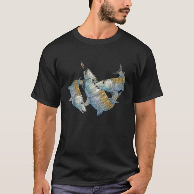 Bonefish Hunting a Salt Vatten Flygfiske Design T Shirt (Framsida)