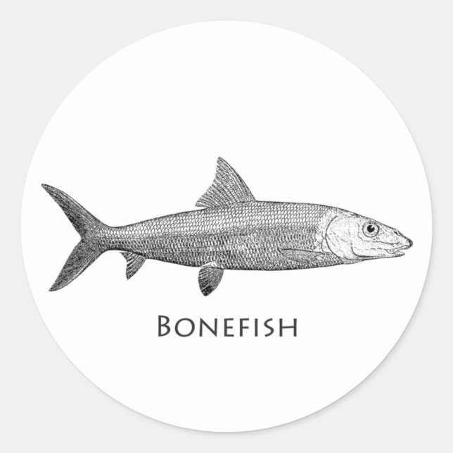 Bonefish Logotyp Runt Klistermärke (Framsida)
