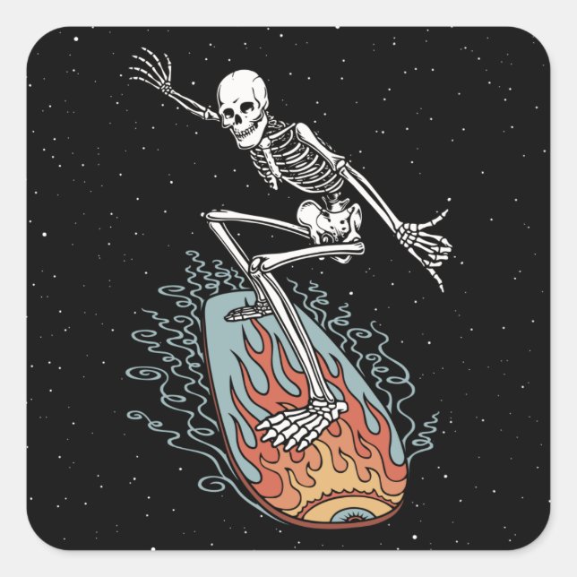 Bonehead Board Boy Fyrkantigt Klistermärke (Framsida)