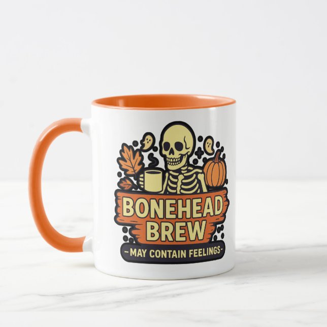 Bonehead Brew – Kan innehålla känslor – Roligt  Mugg (Vänster)