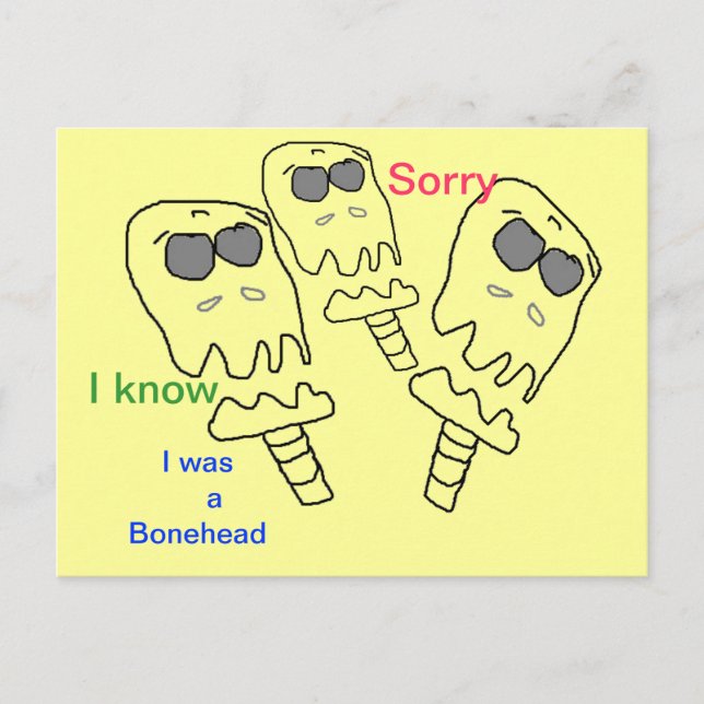 Bonehead SORRY-kort Vykort (Framsida)