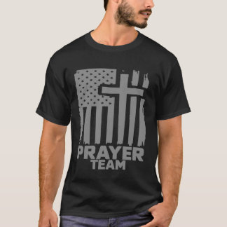 Bönelag Amerikansk Flagga Kristna Familj Kristi T Shirt