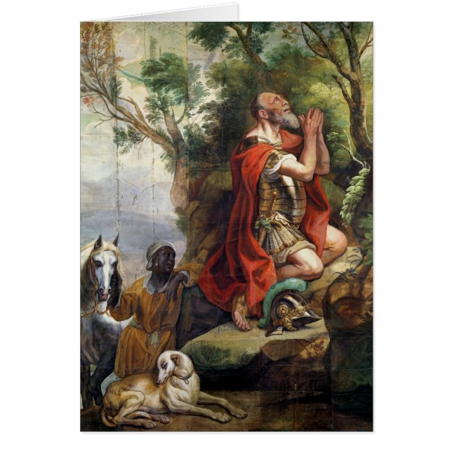 Bönen av Gideon, tecknad för en tapestry Hälsningskort (Framsidan)