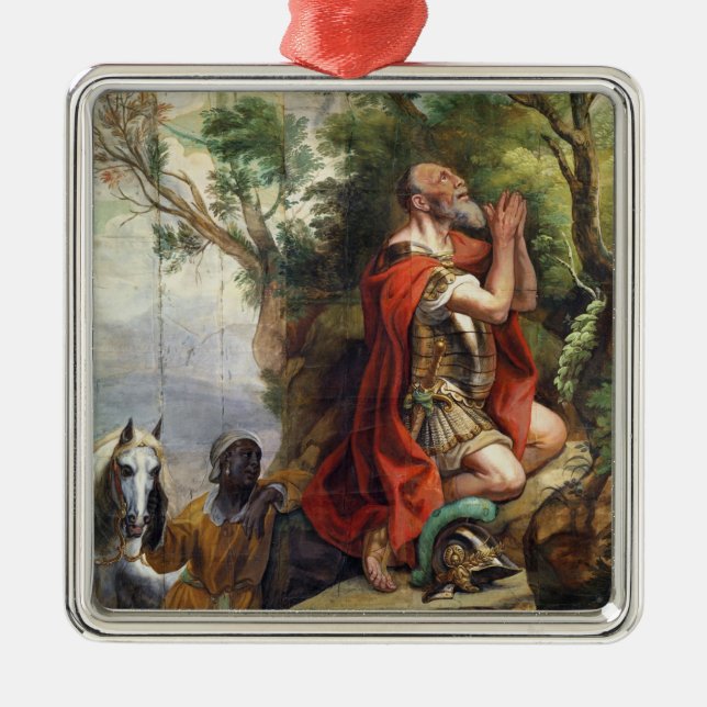 Bönen av Gideon, tecknad för en tapestry Julgransprydnad Metall (Framsidan)