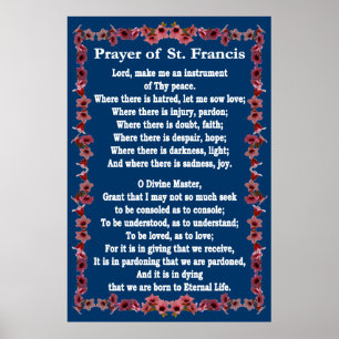 Bönen av St Francis med träd sätta en klocka på Poster
