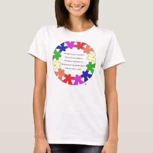 Bönen för skydd i "händer och hjärtor" cirklar tee shirt