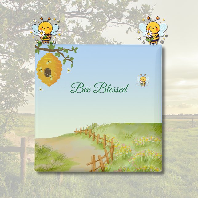 Bönenas Landsväg Magnet (Bee Blessed Country Path Nature Scene with Buzzing Bees)