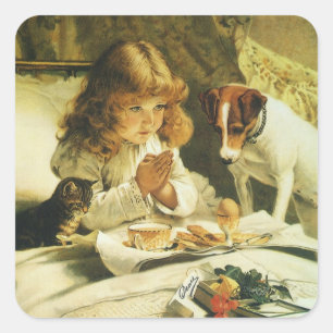 Böner, av Charles Burton Barber Fyrkantigt Klistermärke