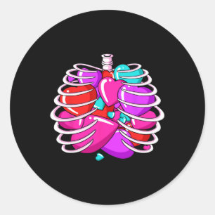 Boner av ribburar Heart Valentines day Cute Kärlek Runt Klistermärke