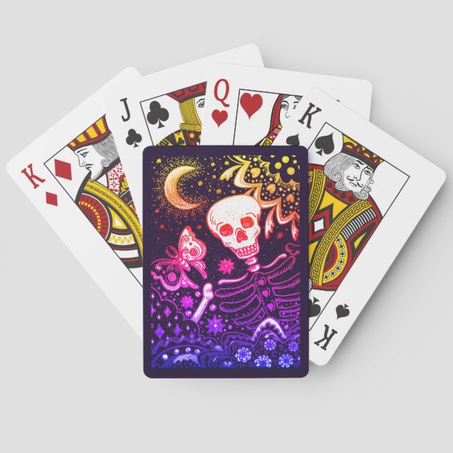 BONER I GARDEN SKELETON, FOLK ART MÅNE, MOTH CASINOKORT (Baksidan)