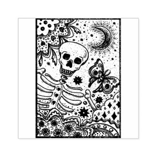 BONER I GARDEN SKELETON, FOLK ART MÅNE STÄMPEL