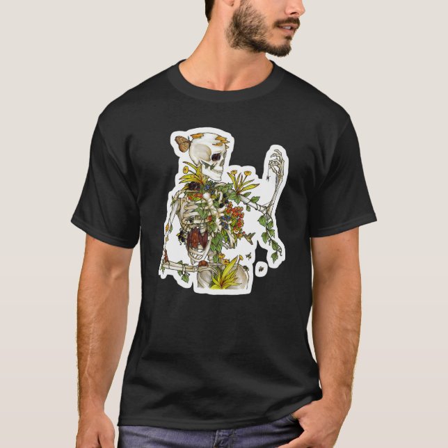 Bones and Botany Skeleton Plants botaniska T Shirt (Framsida)