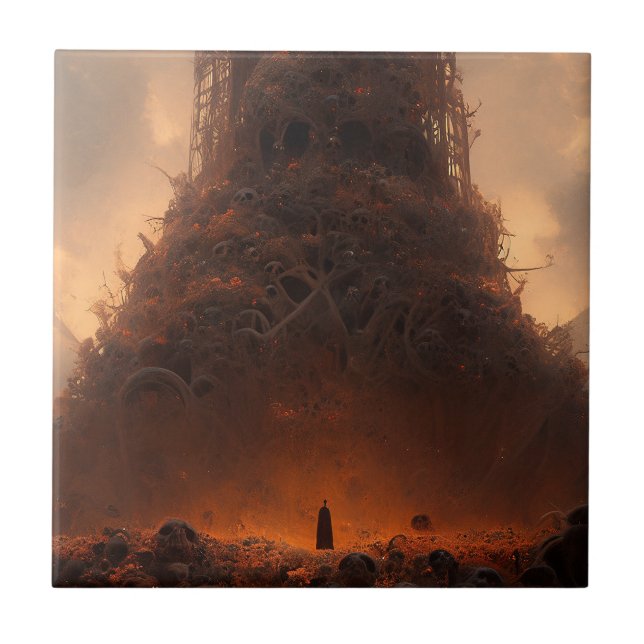 Bones Mörk torn Fantasy Art Kakelplatta (Framsidan)