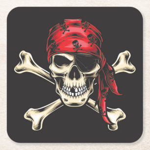 Bones Pirat Skull och Kor Underlägg Papper Kvadrat