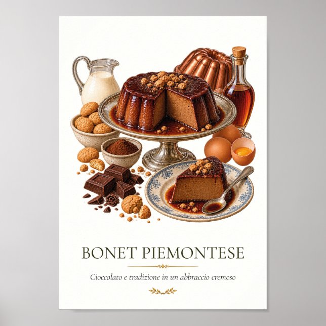 Bonet Piemontese – Vintage Italian Dessert Poster (Framsidan)