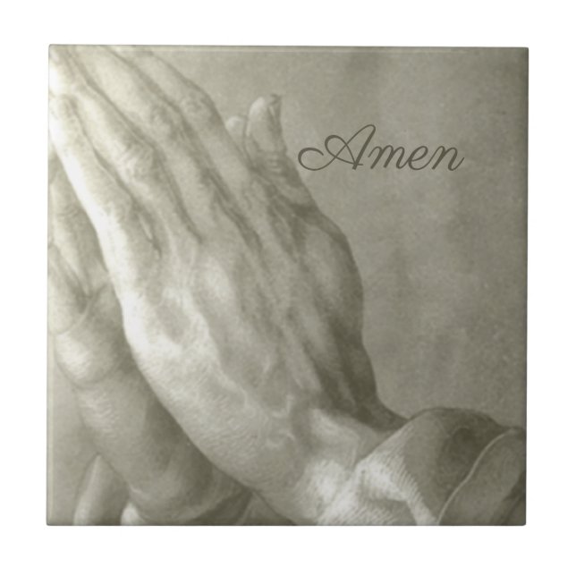 bönfaller Händer Amen Kakelplatta (Framsidan)