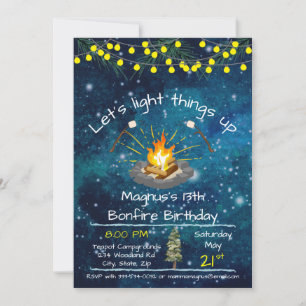 Bonfire Birthday 5x7-inbjudan Inbjudningar
