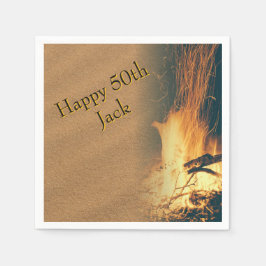 Bonfire Birthday Party Napkins With Text Pappersservett