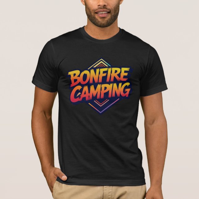 🔥 Bonfire Camping Äventyr - Retro 80 s utomhus T Shirt (Framsida)