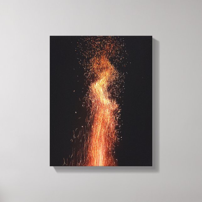 Bonfire Flames Sparks Original fire-fotografi Canvastryck (Framsida)