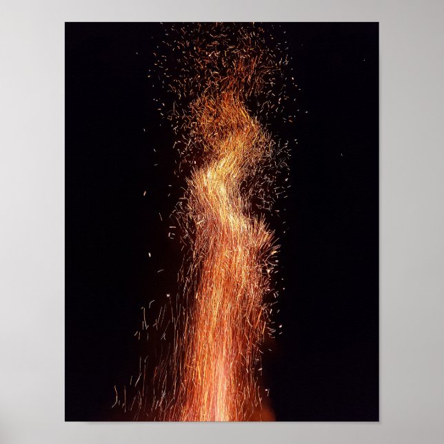 Bonfire Flames Sparks Original fire-fotografi Poster (Framsidan)