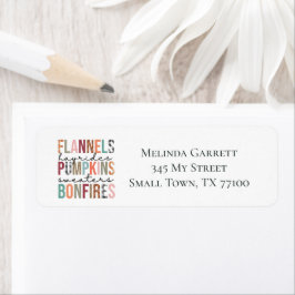 Bonfire Flkanaler Pumpkins Fall Thanksgiving Label Returadress Etikett