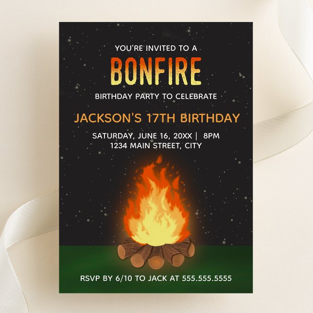 Bonfire Födelsedagsfest inbjudan (Skapare uppladdad)