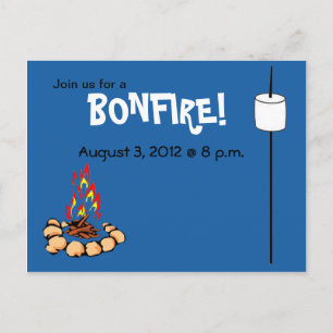 BONFIRE & Marshmallow inbjudan Vykort