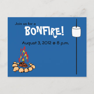 BONFIRE & Marshmallow inbjudan Vykort