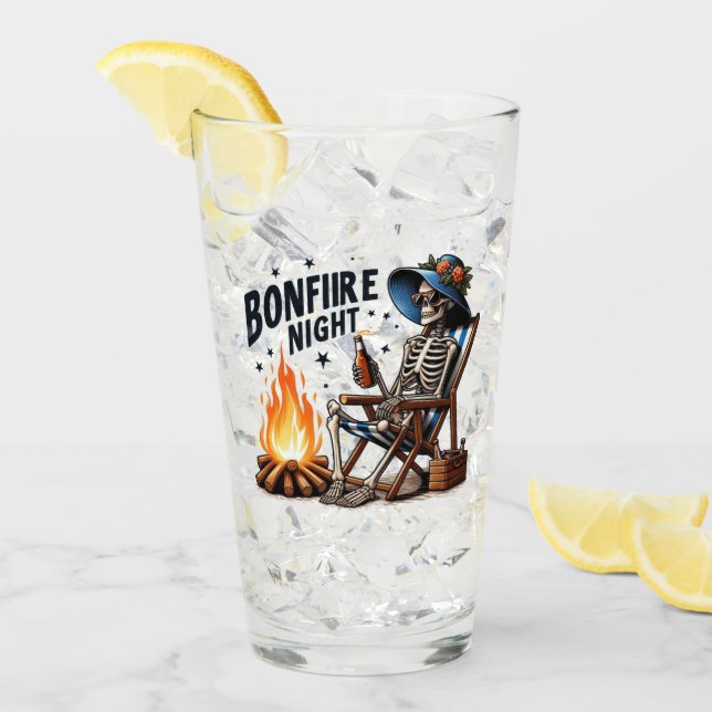 Bonfire Night - Skeleton Drinking by the Fire Glaskopp (Framsida Ice)