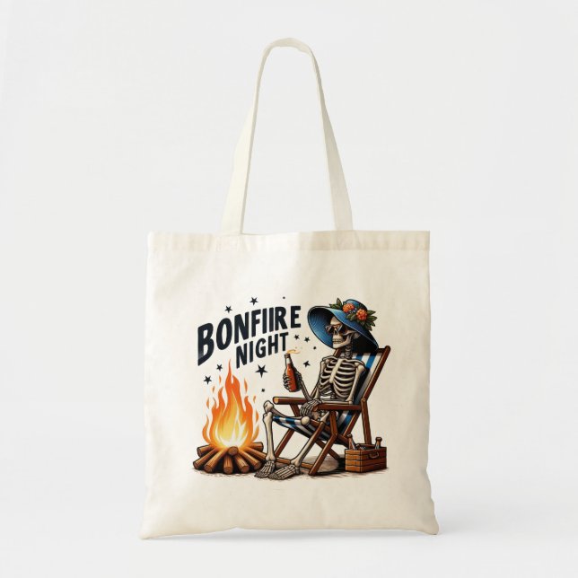 Bonfire Night - Skeleton Drinking by the Fire Tygkasse (Framsidan)