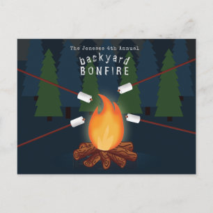 Bonfire Party Inbjudan Vykort