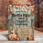 Bonfire Party Rustic Höst löv Barn Birthday Inbjudningar<br><div class="desc">Rustic Höst löv Barn Wood String Ljus Bonfire Födelsedagsfest inbjudan.</div>